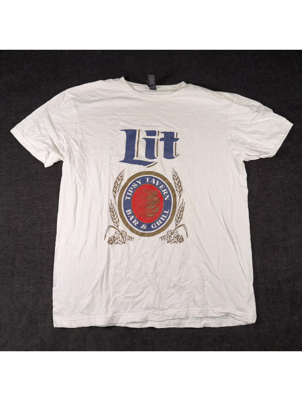 Gildan Softstyle Lit Tipsy Tavern Bar & Grill White T-Shirt Large